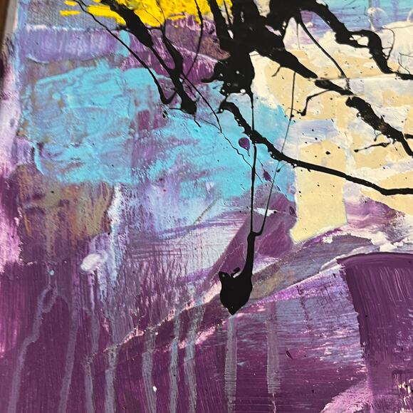 Original Framed Mixed Media Abstract Art Painting 14x17 "Executrix" - Picture 6 of 8